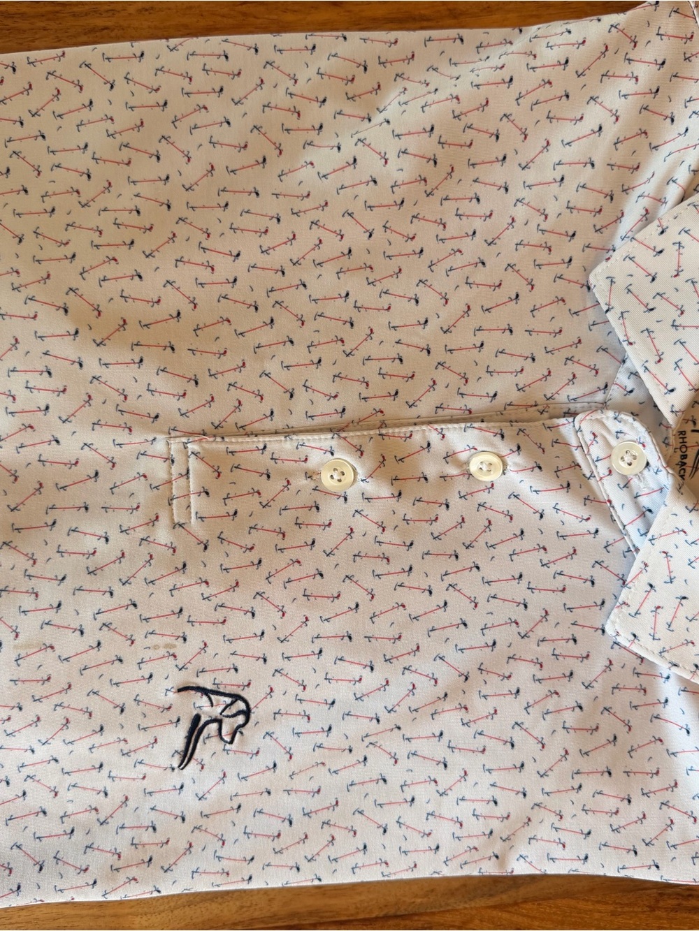 Mens Rhoback Small Performance Polo Shirt - Preppy Golf Club Print💙❤️ - Picture 3 of 5